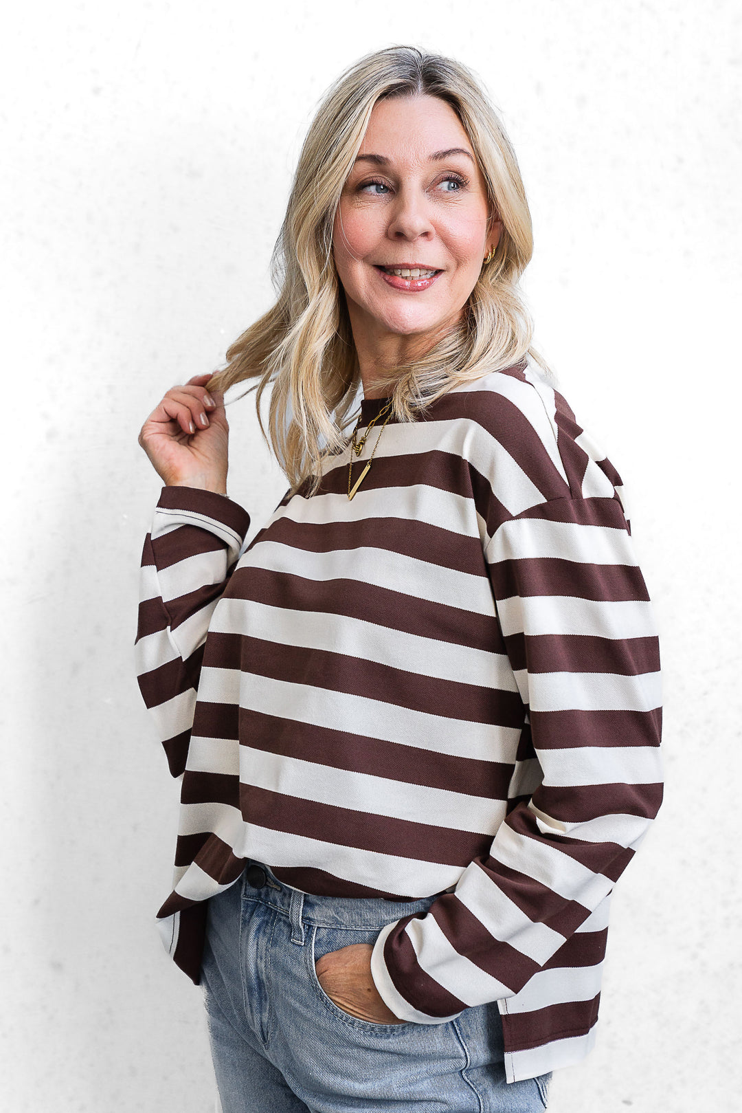 Jax Stripe Top - Chocolate