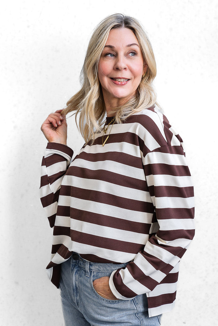 Jax Stripe Top - Chocolate