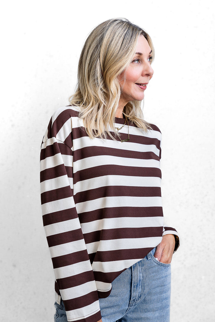 Jax Stripe Top - Chocolate
