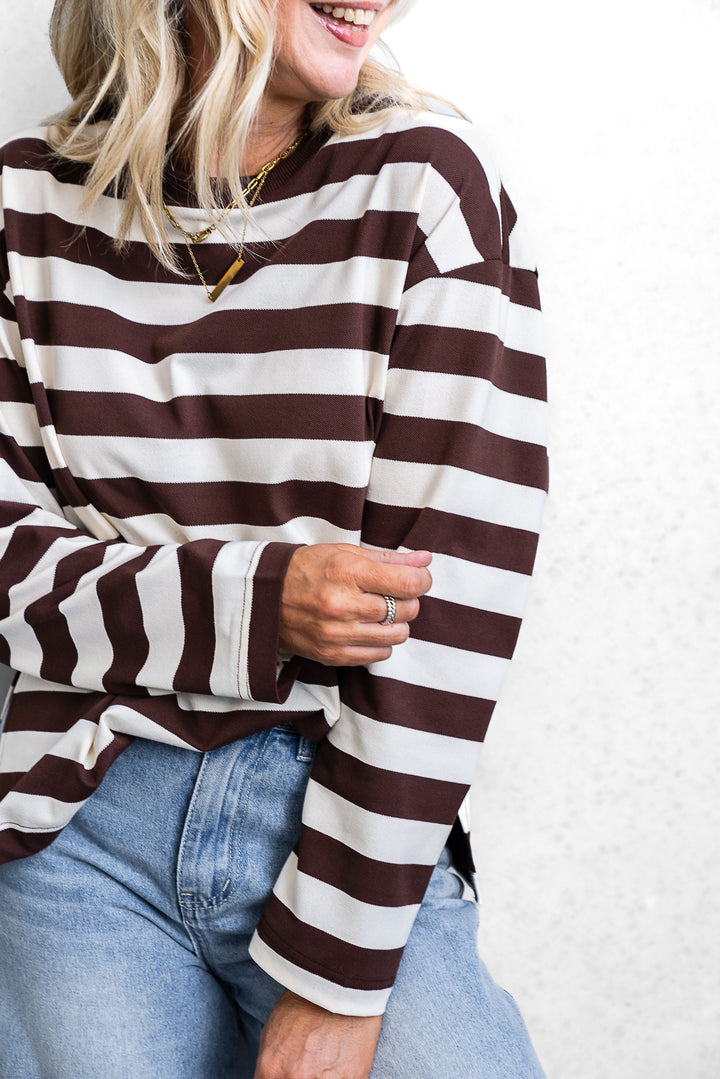 Jax Stripe Top - Chocolate