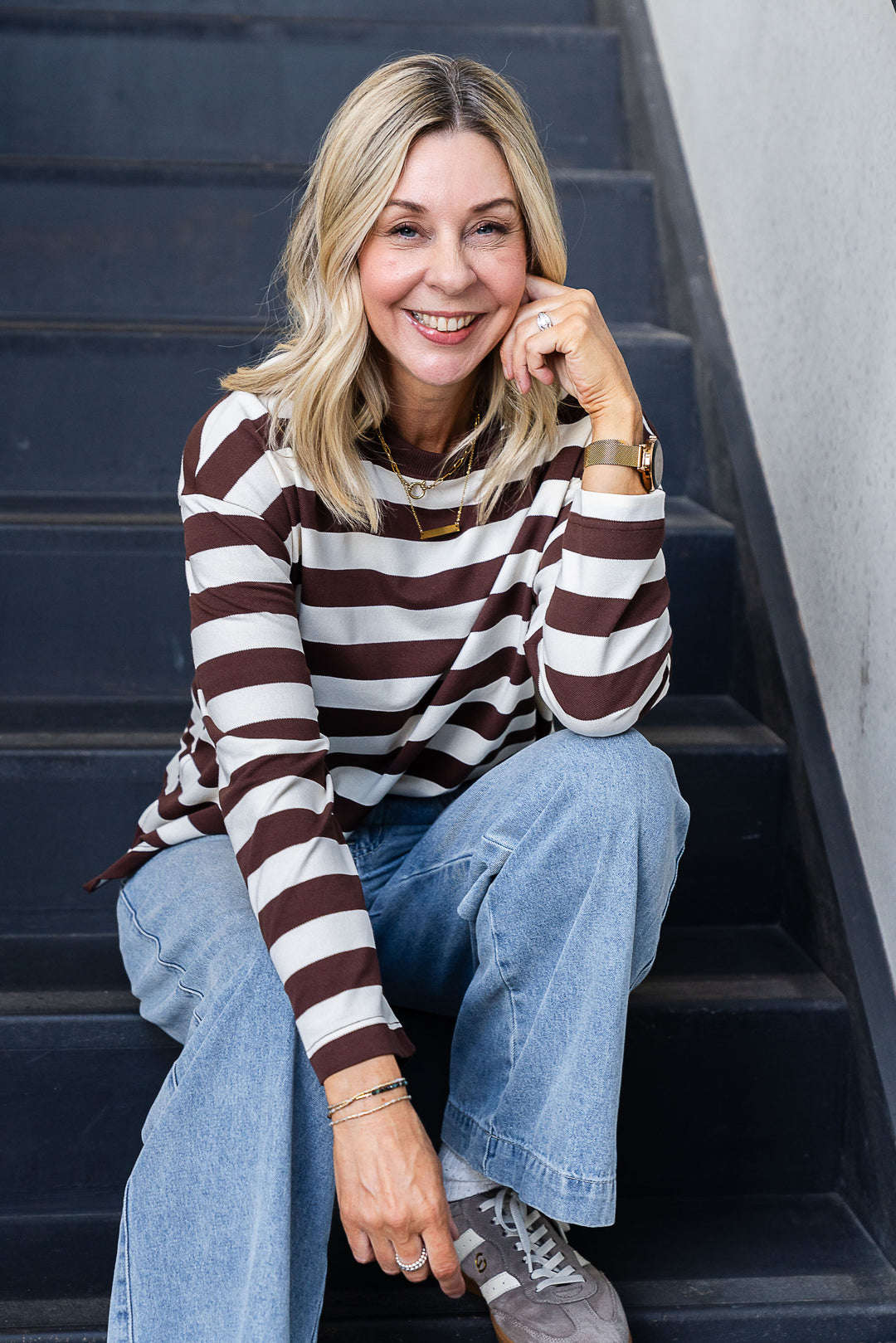 Jax Stripe Top - Chocolate