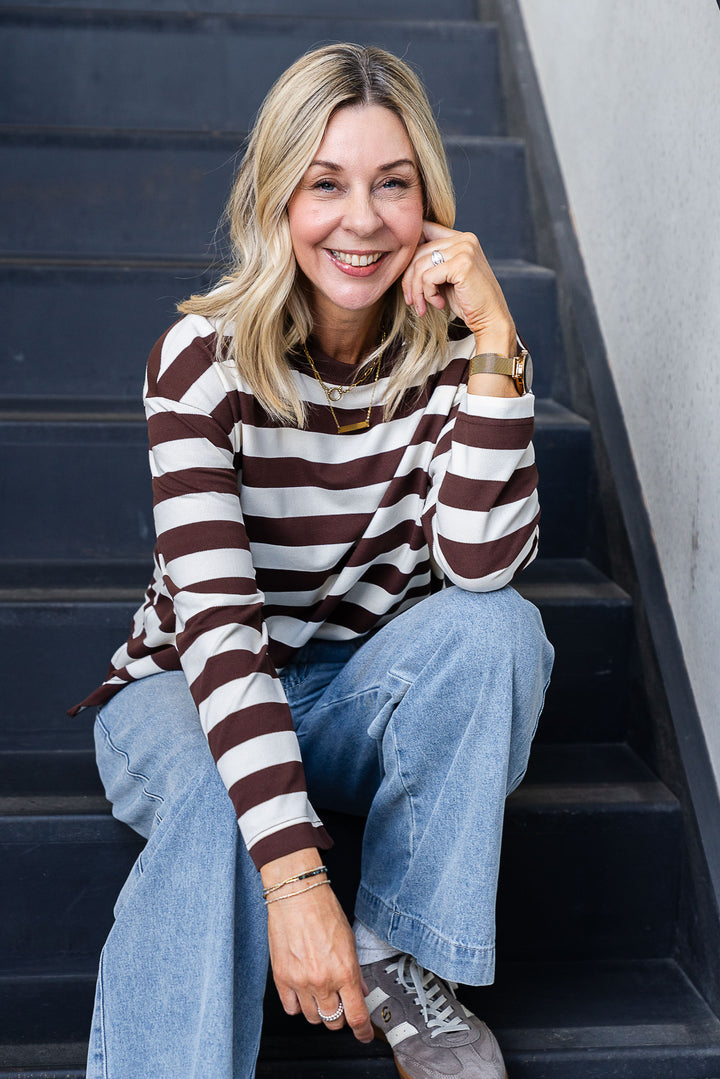 Jax Stripe Top - Chocolate