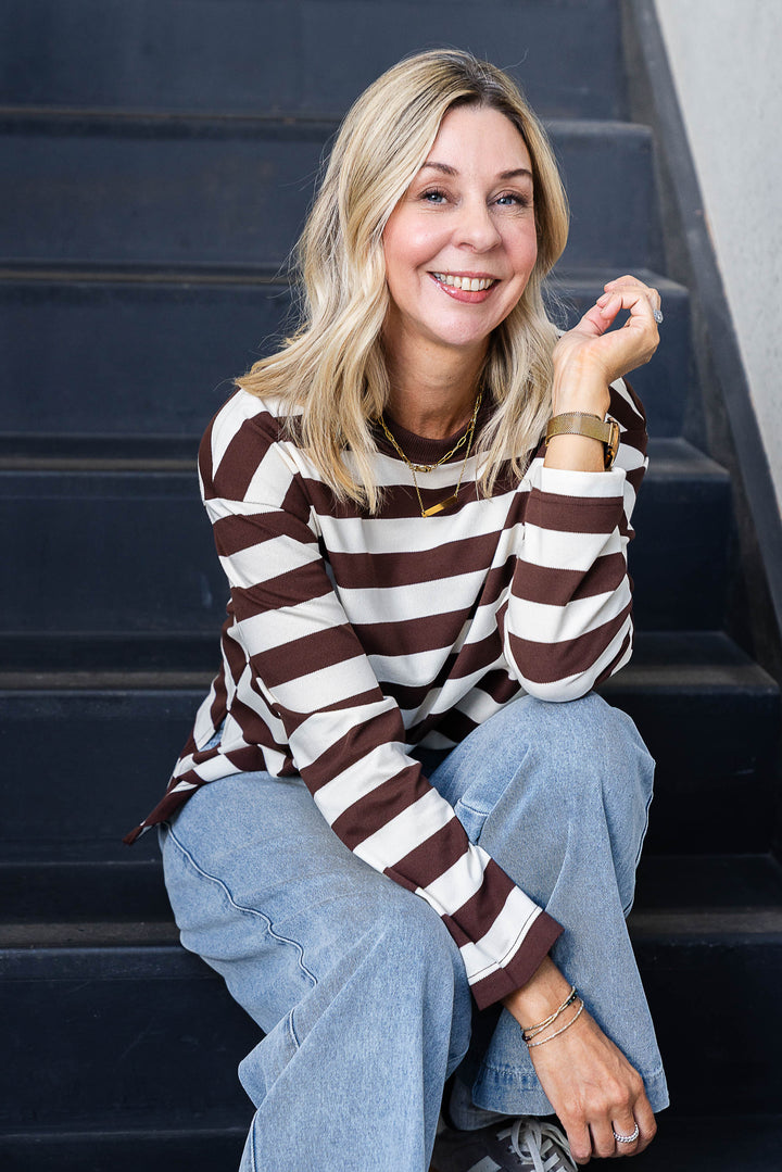 Jax Stripe Top - Chocolate