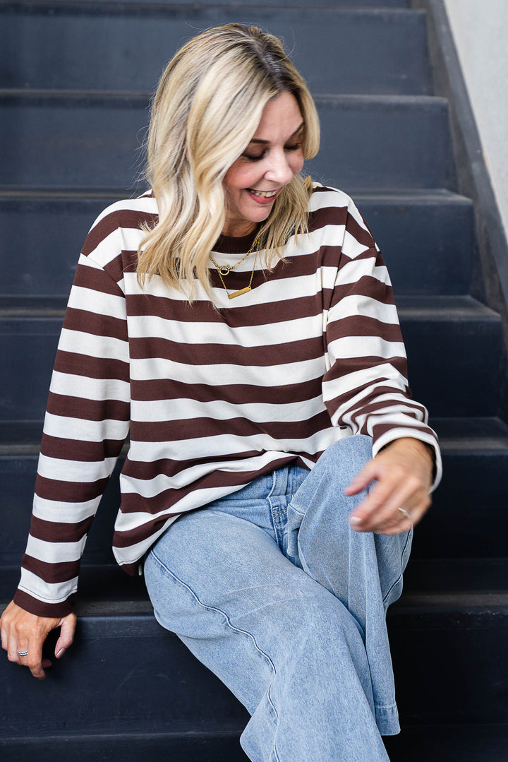 Jax Stripe Top - Chocolate