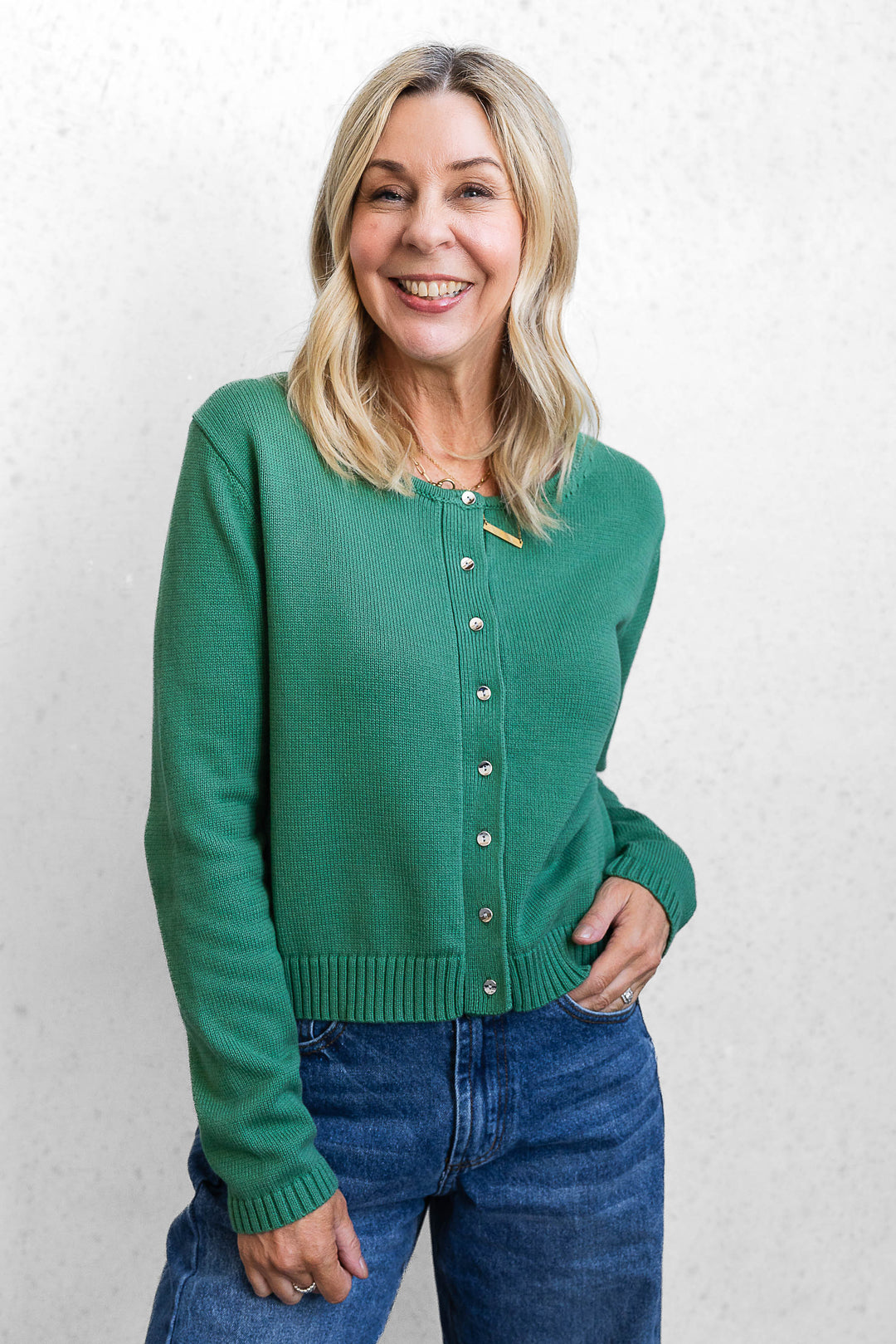 Button Cardi Top - Green