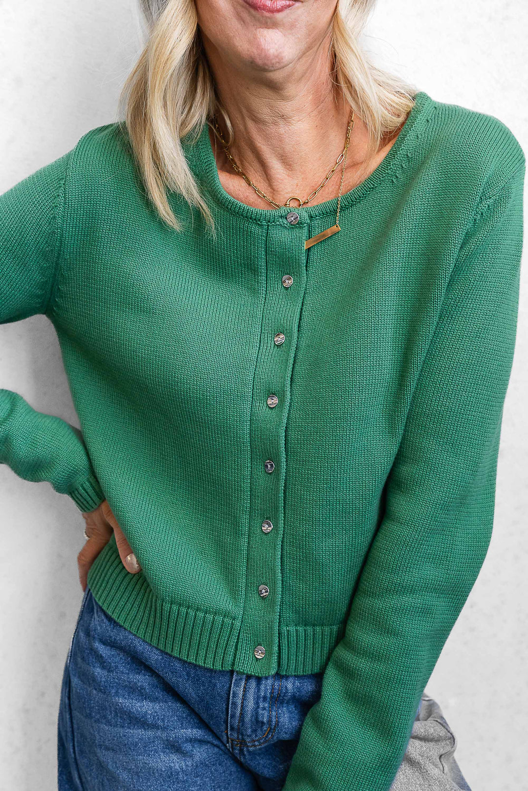 Button Cardi Top - Green