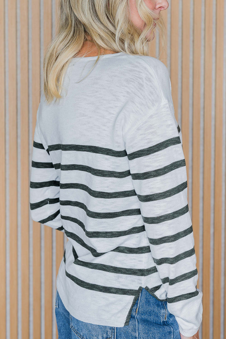 Weekender Stripe Top - White
