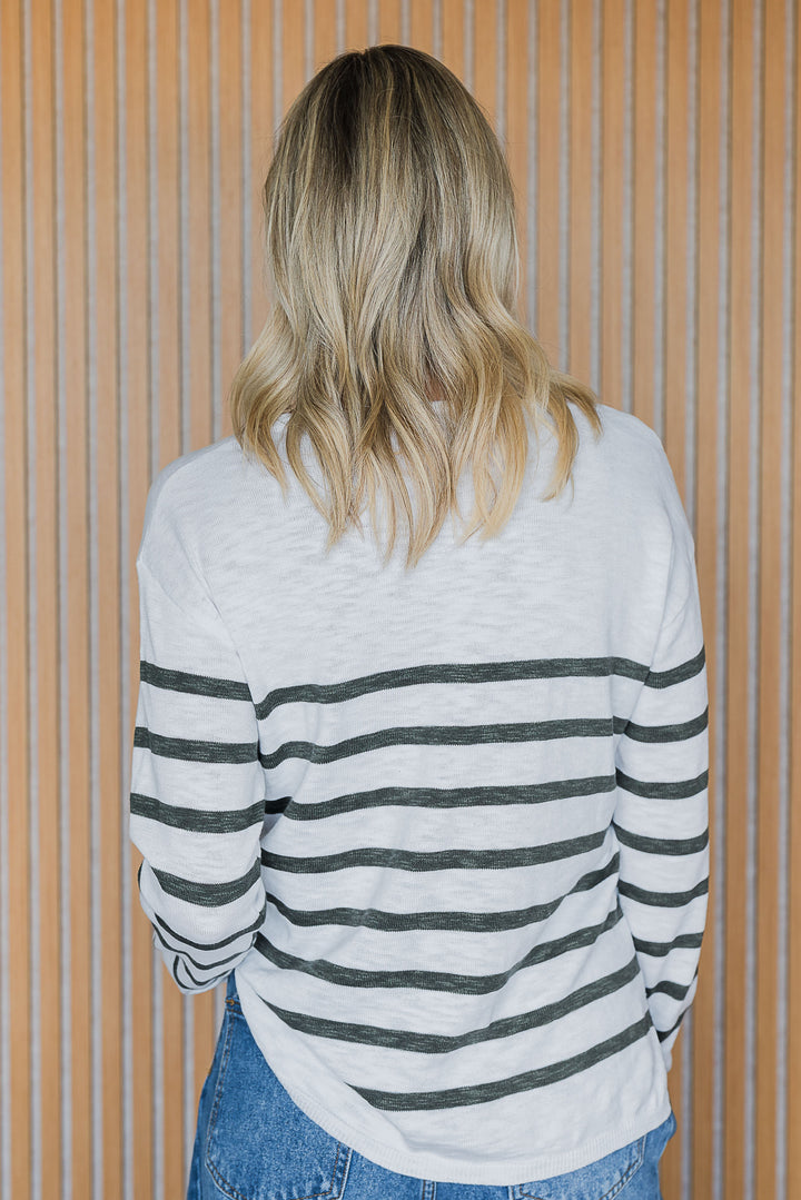 Weekender Stripe Top - White