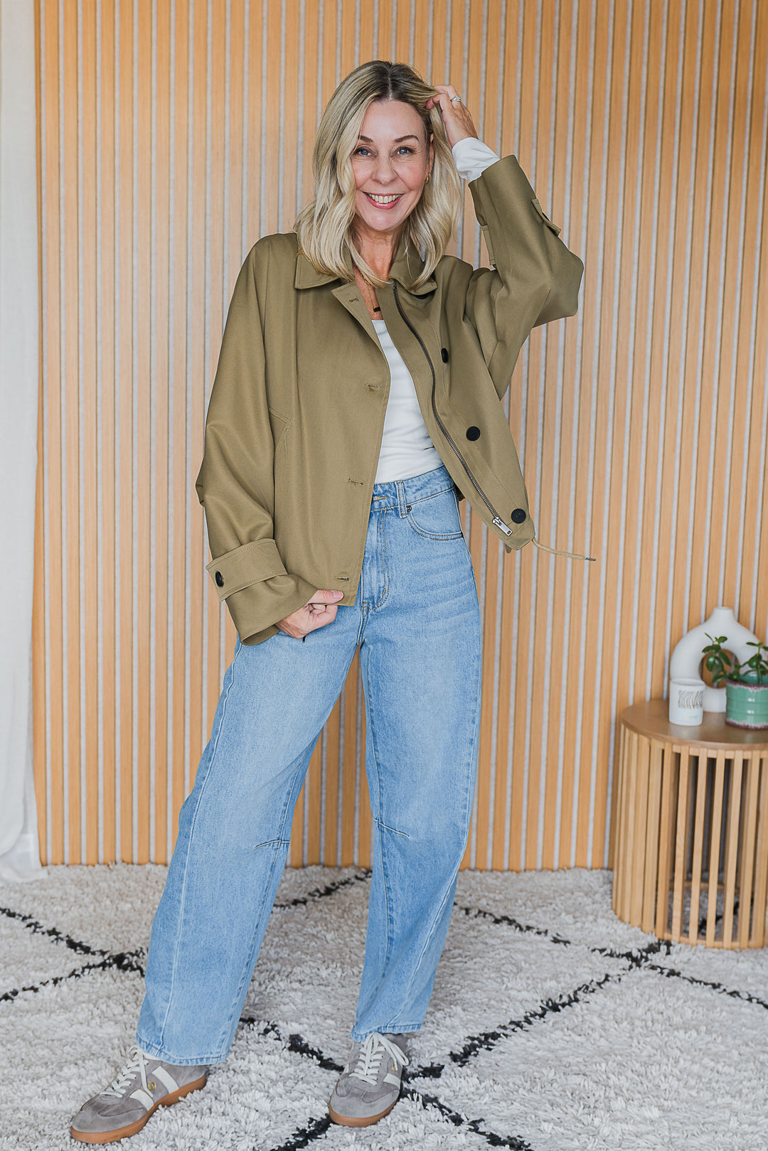 Gather Hem Jacket - Khaki