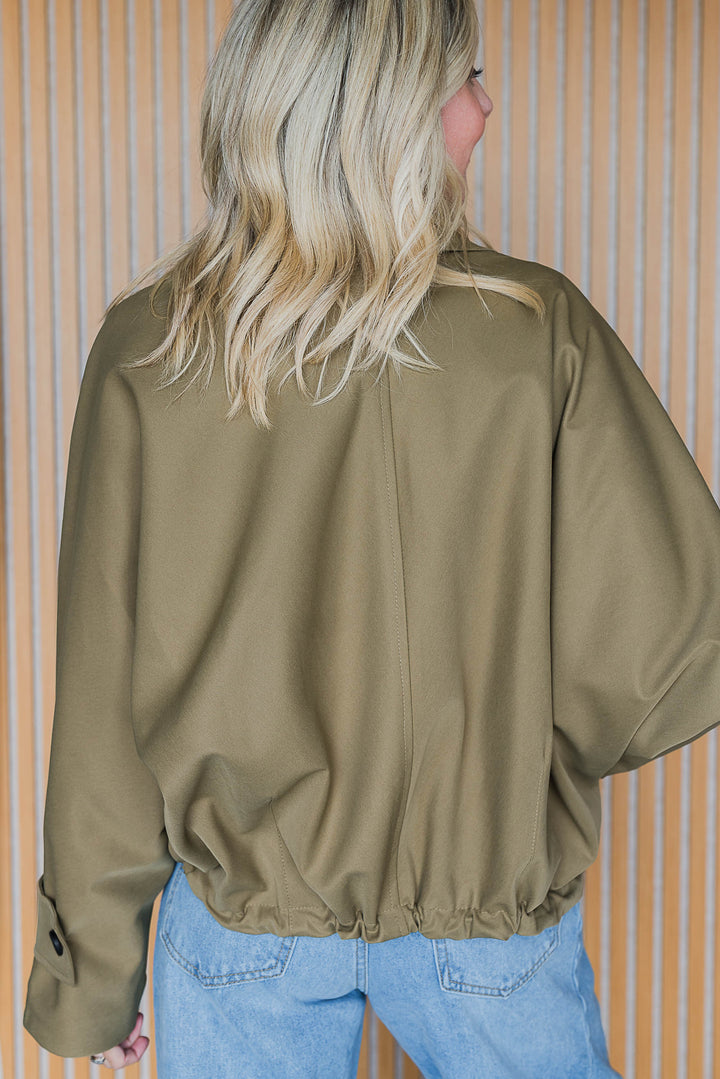 Gather Hem Jacket - Khaki