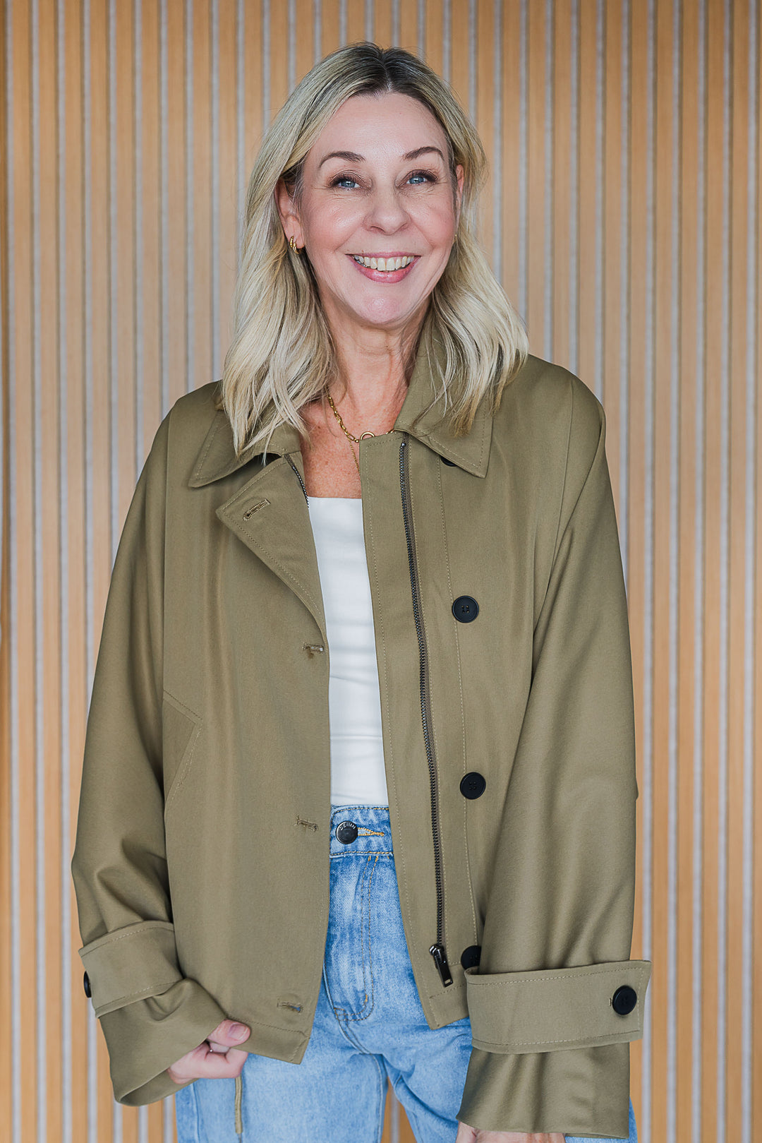 Gather Hem Jacket - Khaki