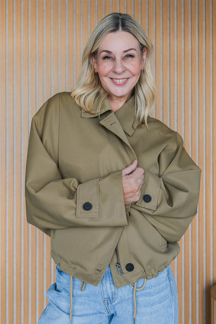 Gather Hem Jacket - Khaki