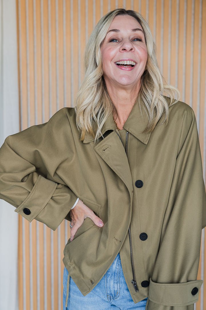 Gather Hem Jacket - Khaki