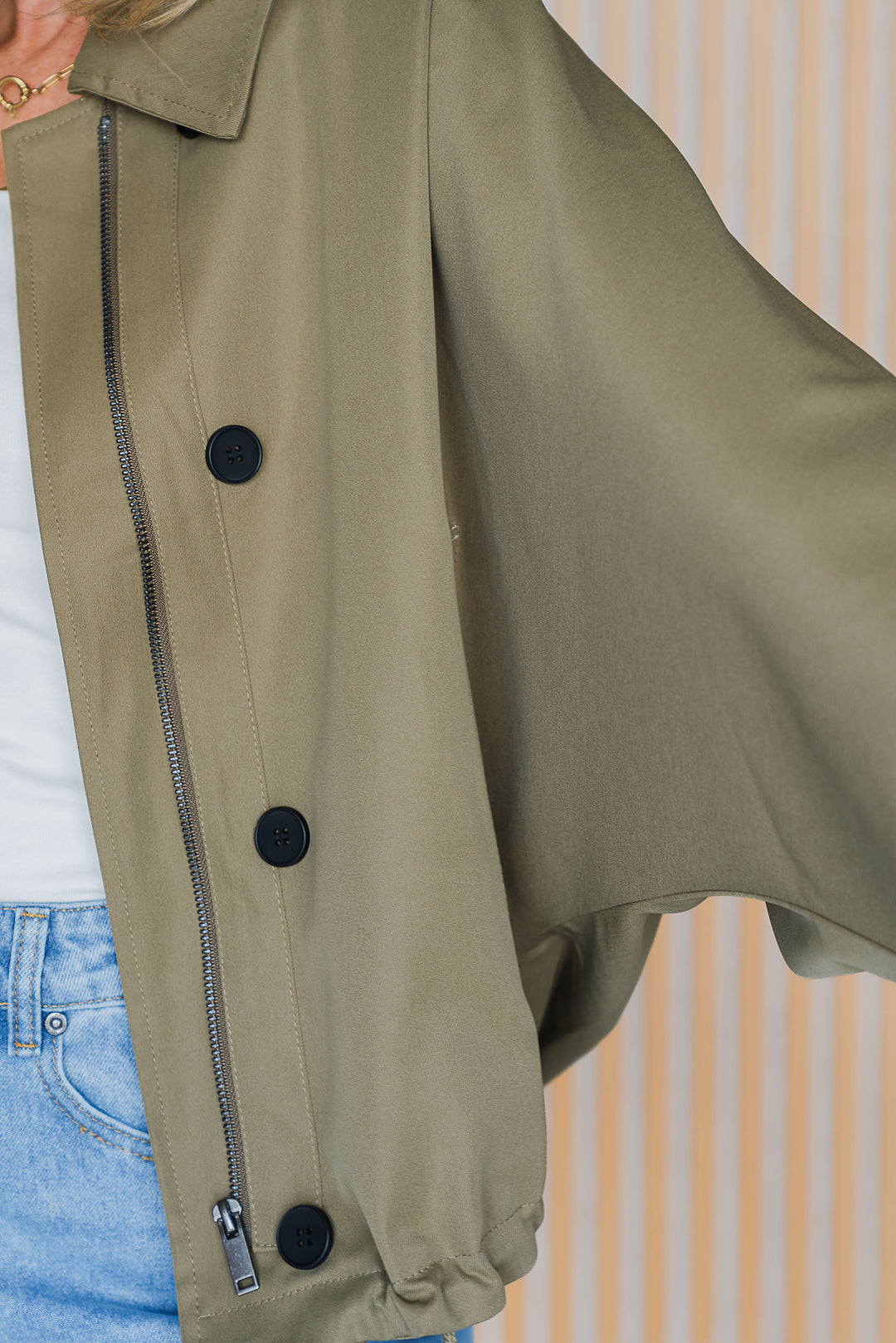 Gather Hem Jacket - Khaki