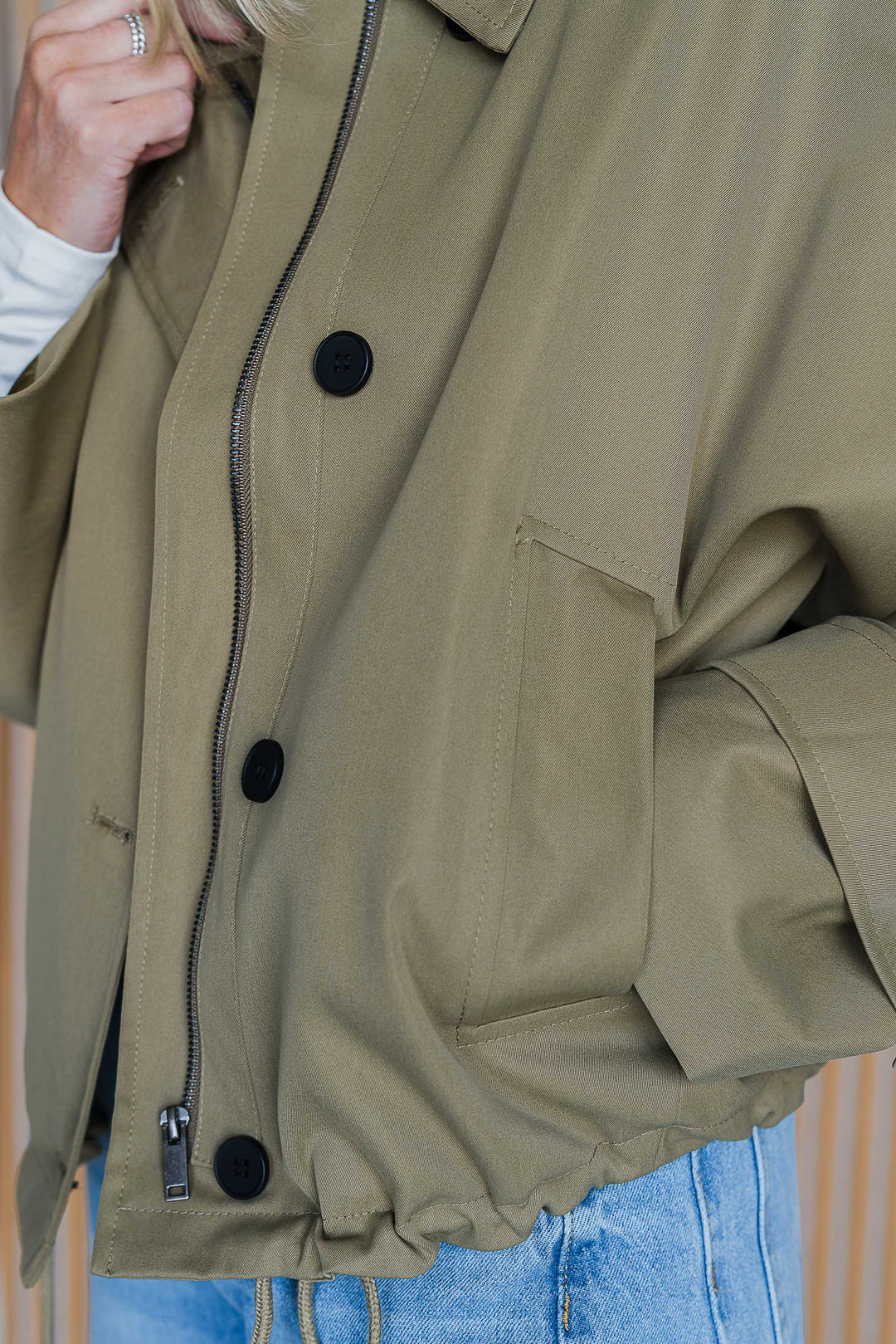 Gather Hem Jacket - Khaki