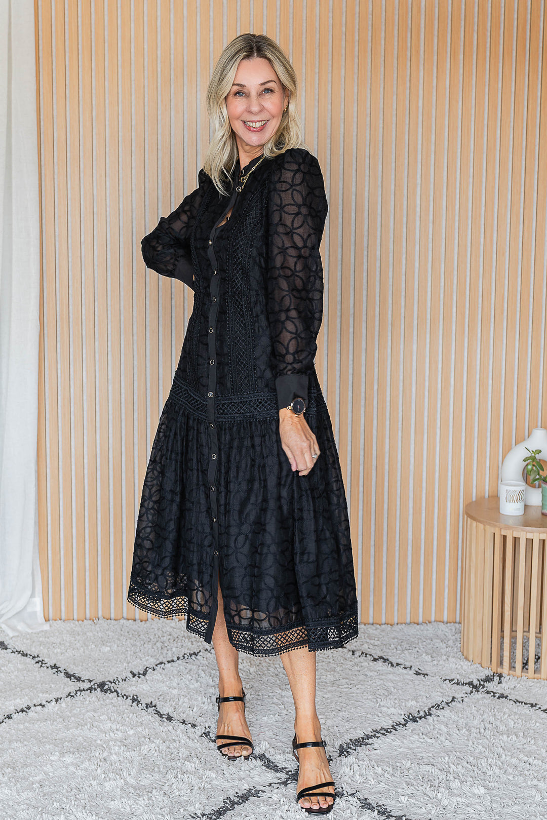 Onyx Lace Midi Dress