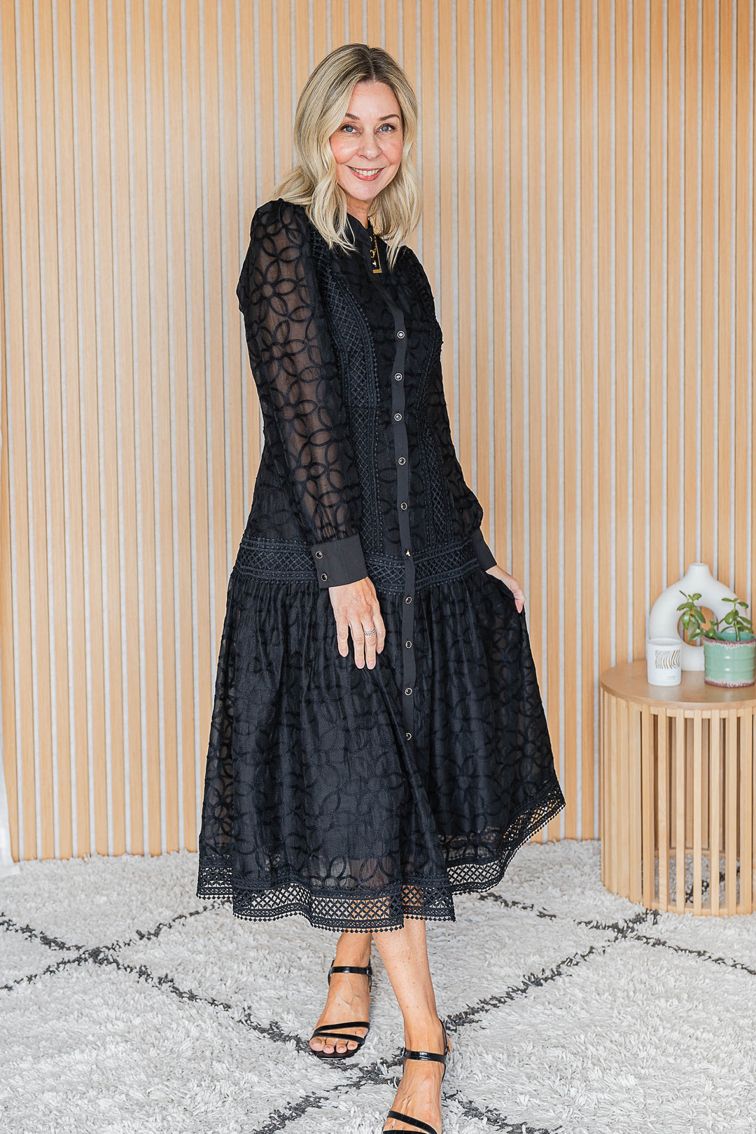 Onyx Lace Midi Dress