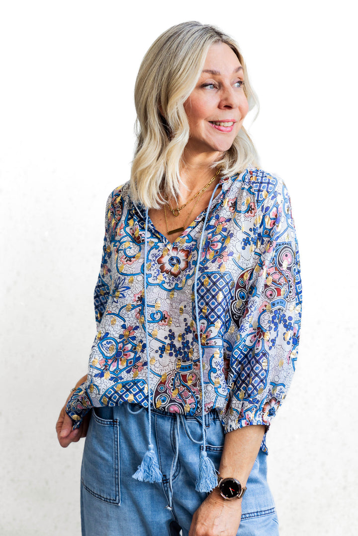 Boho Tassel Top - Blue