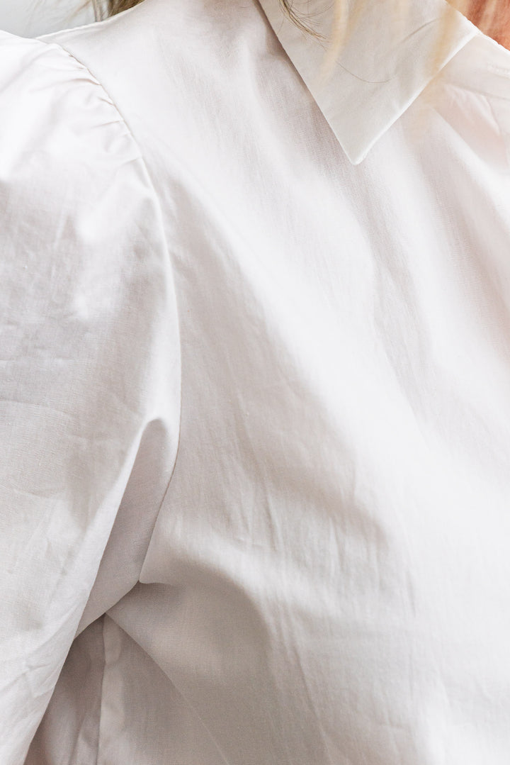 Poplin Puff Sleeve Shirt - White
