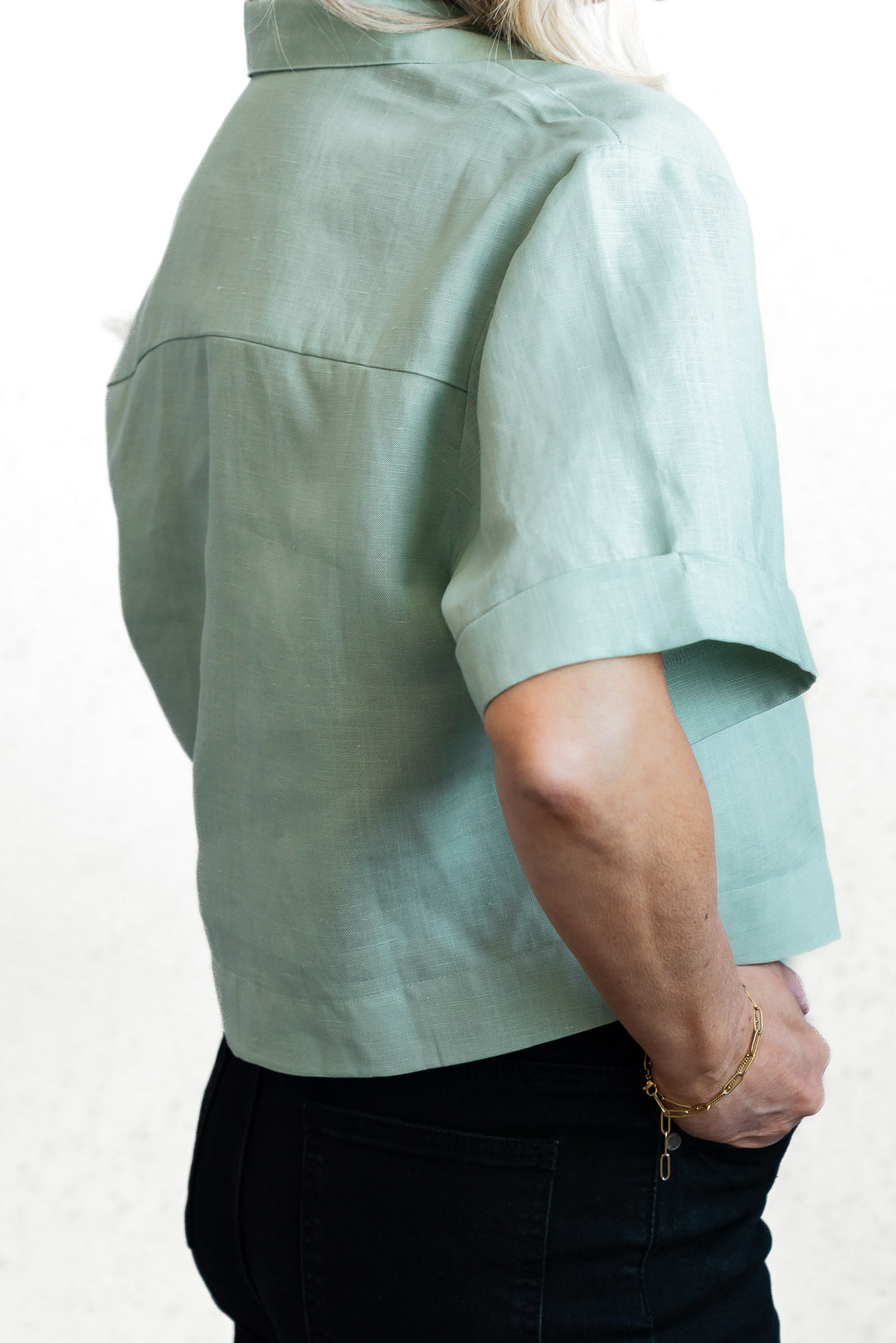 Crop Linen Shirt - Mint