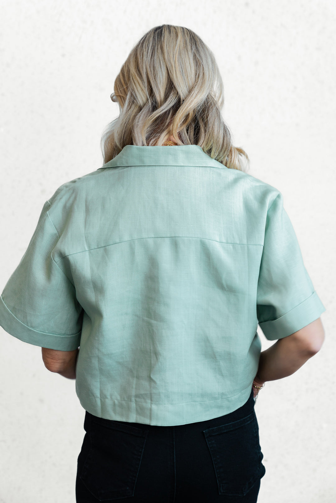 Crop Linen Shirt - Mint