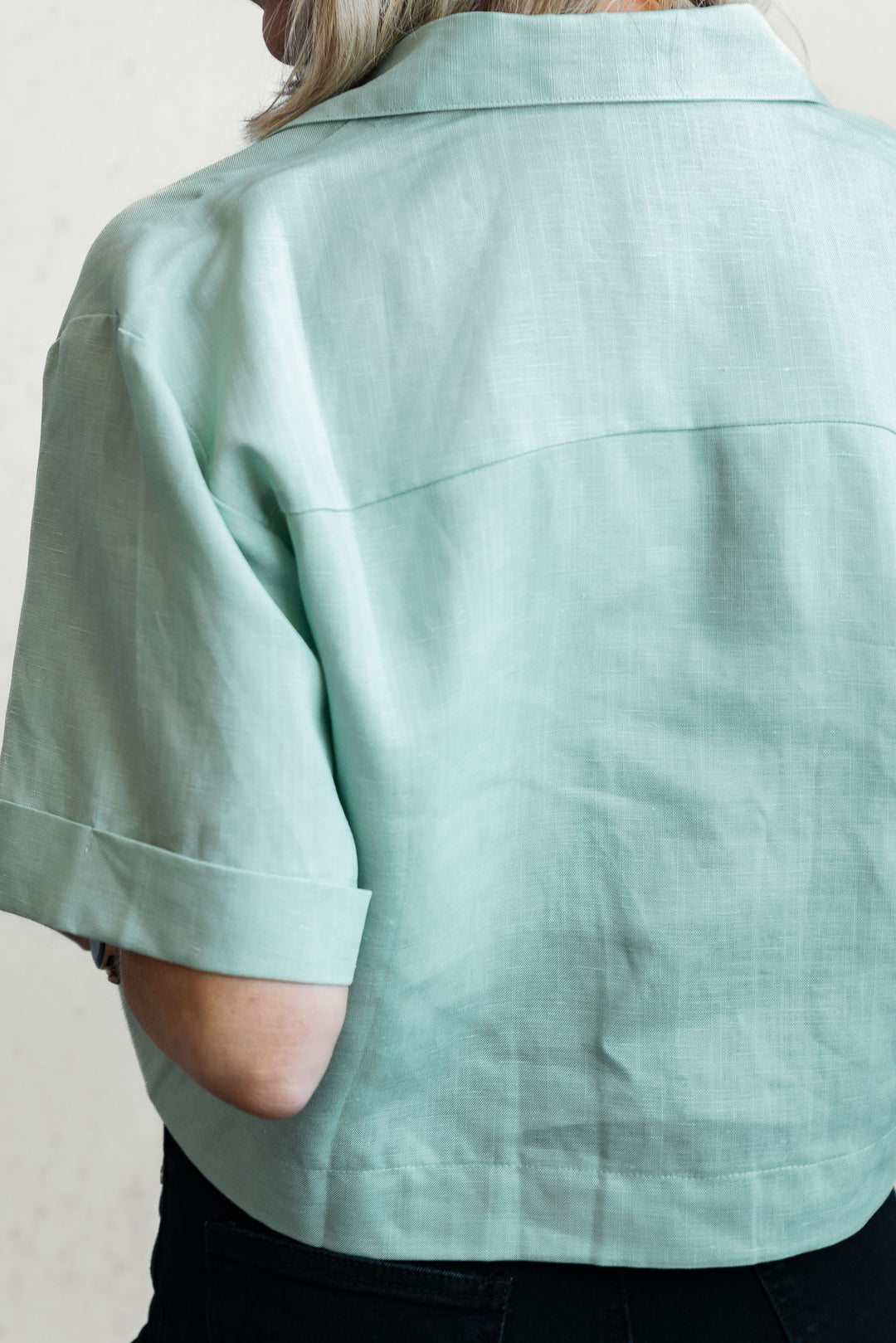Crop Linen Shirt - Mint