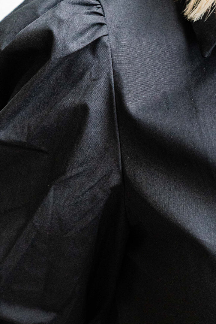 Poplin Puff Sleeve Shirt - Black