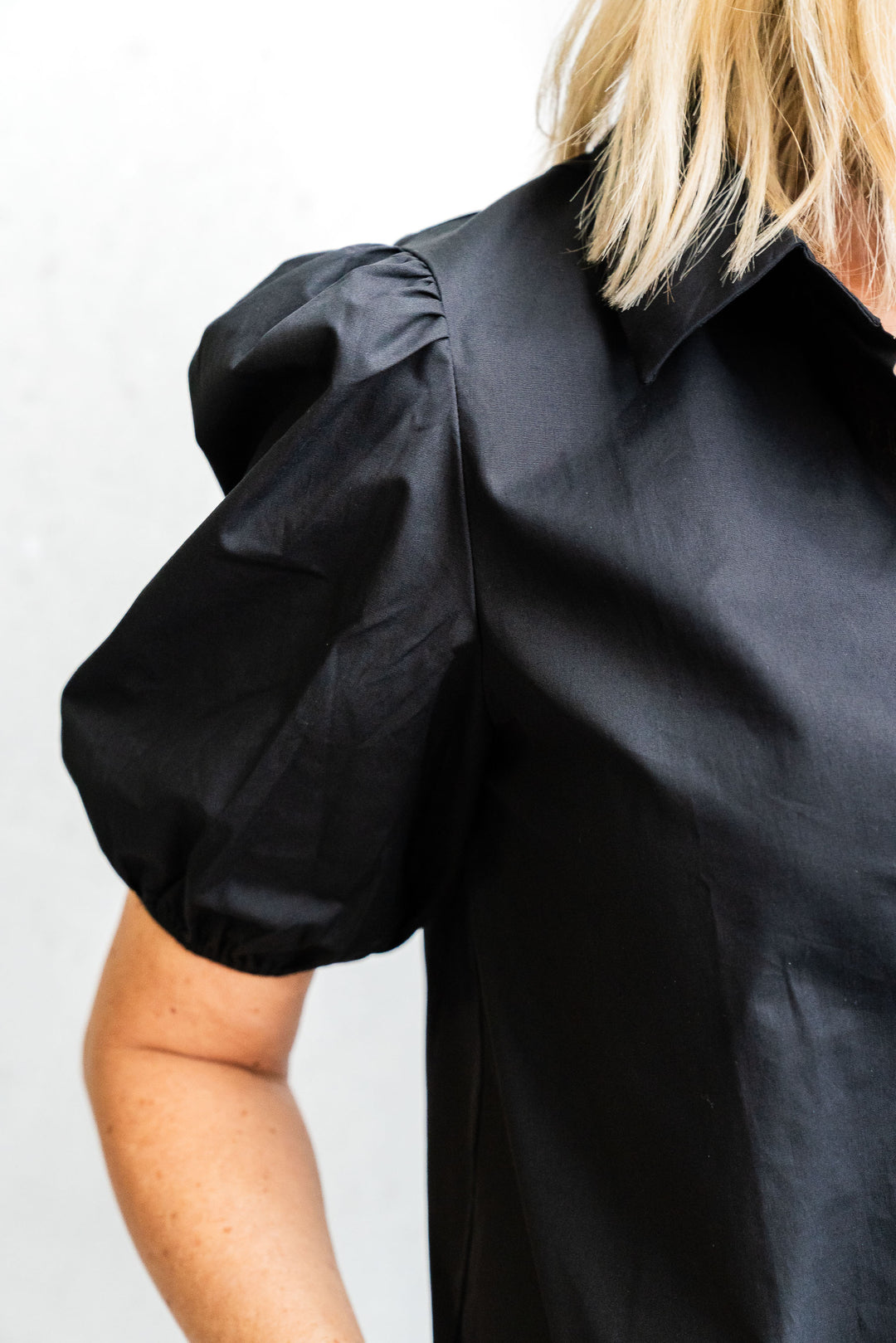 Poplin Puff Sleeve Shirt - Black