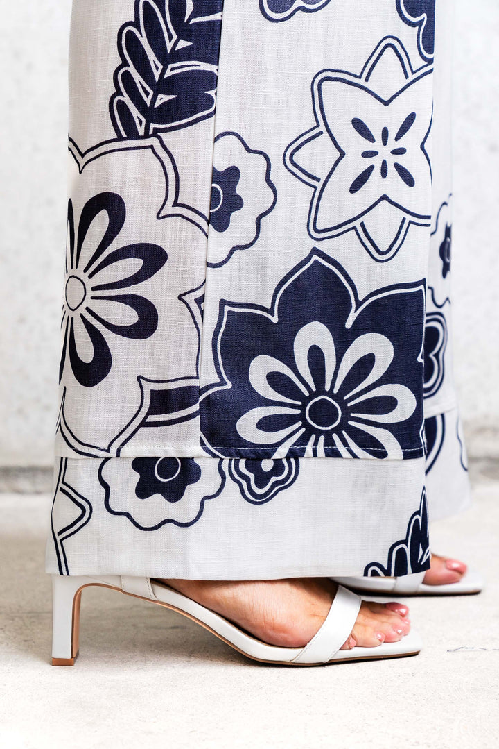 Mayfair Pant - White/Navy