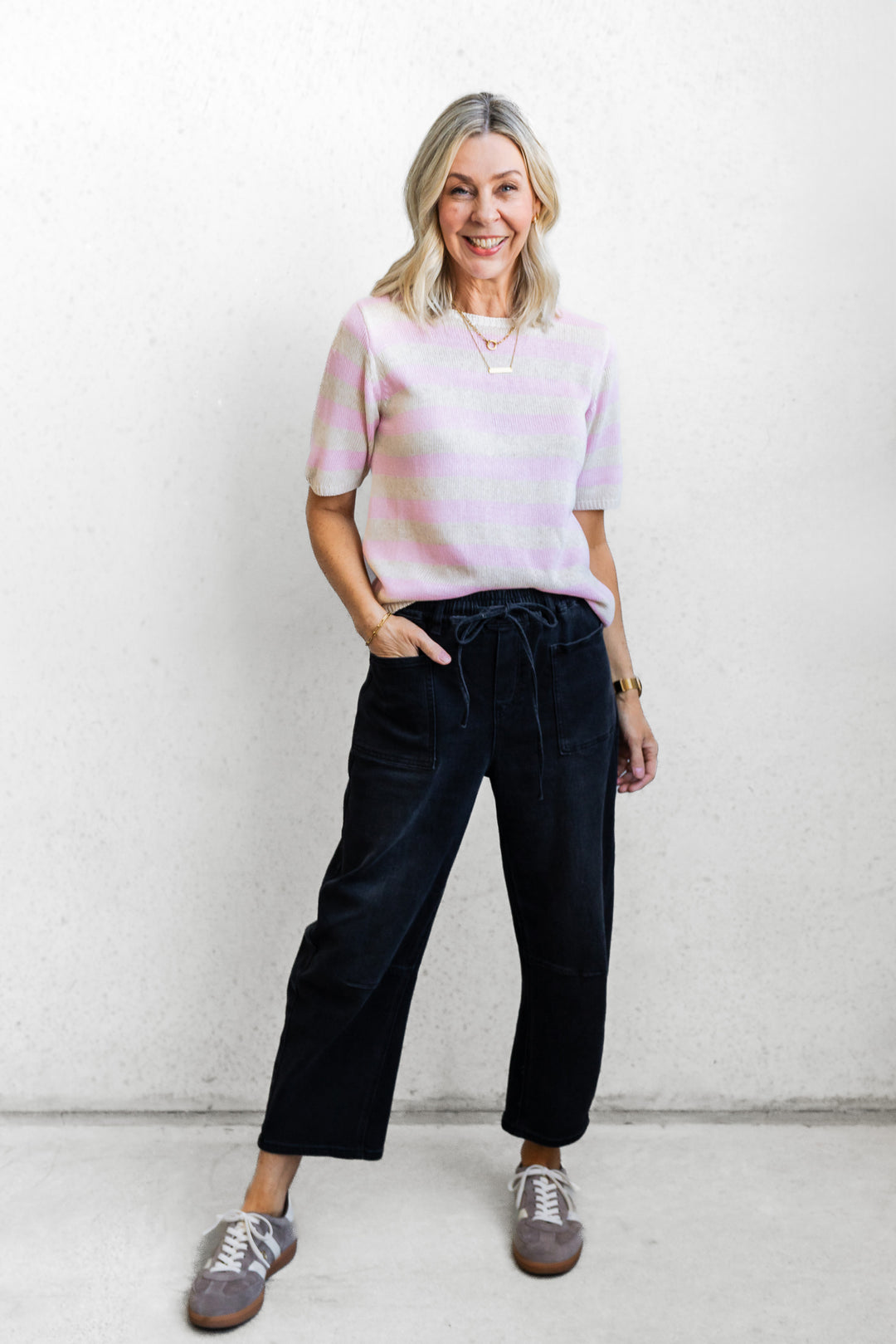 Summer Knit Tee - Blush / Natural