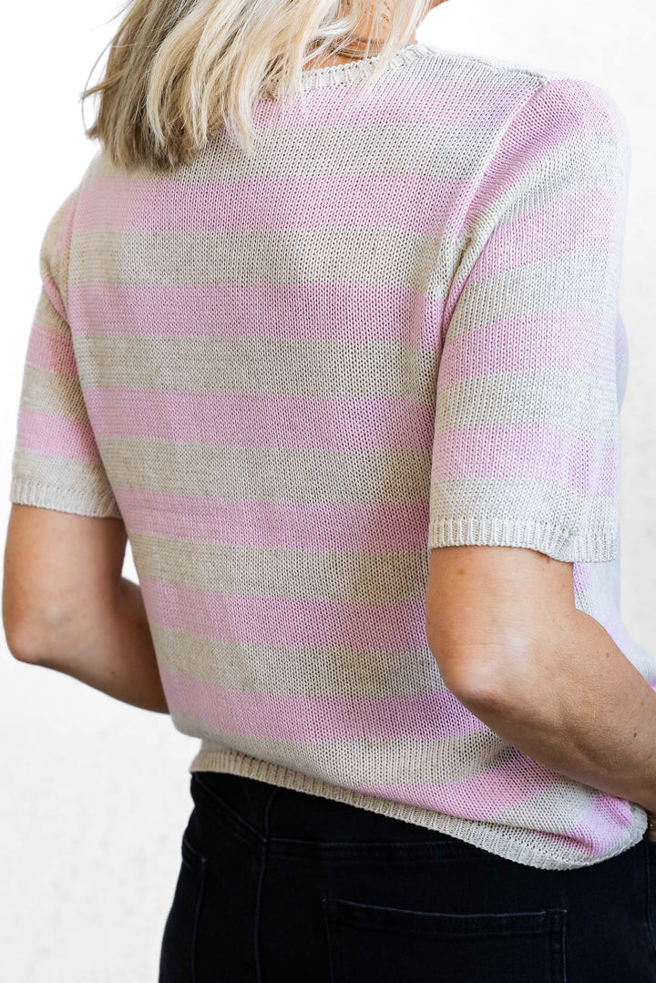 Summer Knit Tee - Blush / Natural