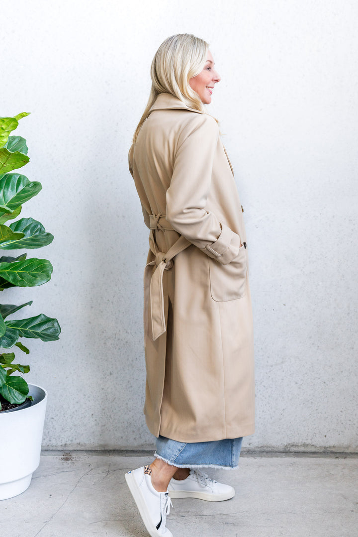 Collins Wool Blend Trench Coat - Sand