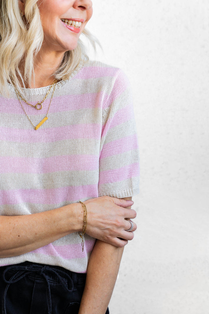 Summer Knit Tee - Blush / Natural