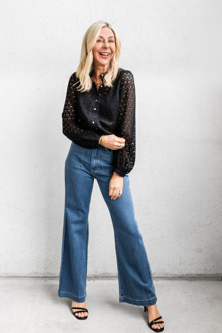 Orchid Lace Shirt - Black