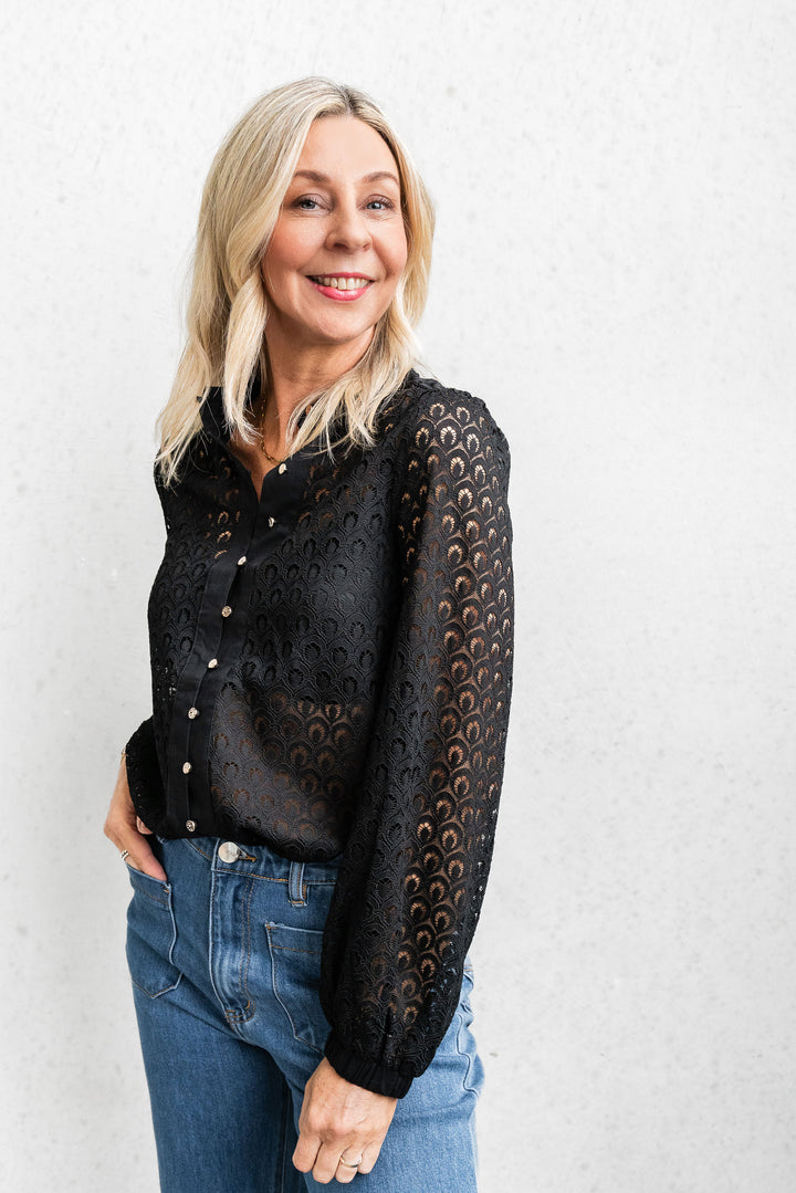 Orchid Lace Shirt - Black