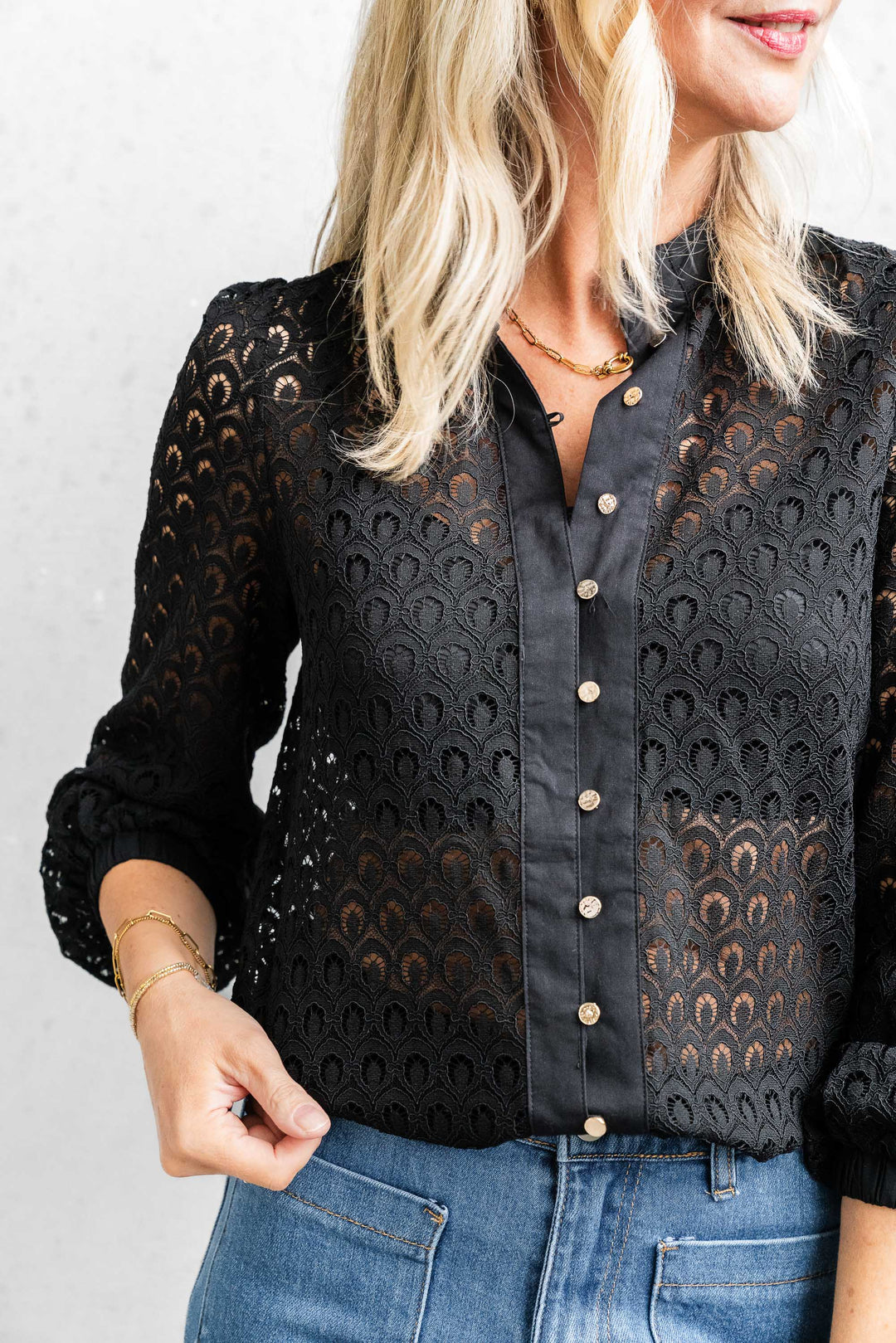 Orchid Lace Shirt - Black