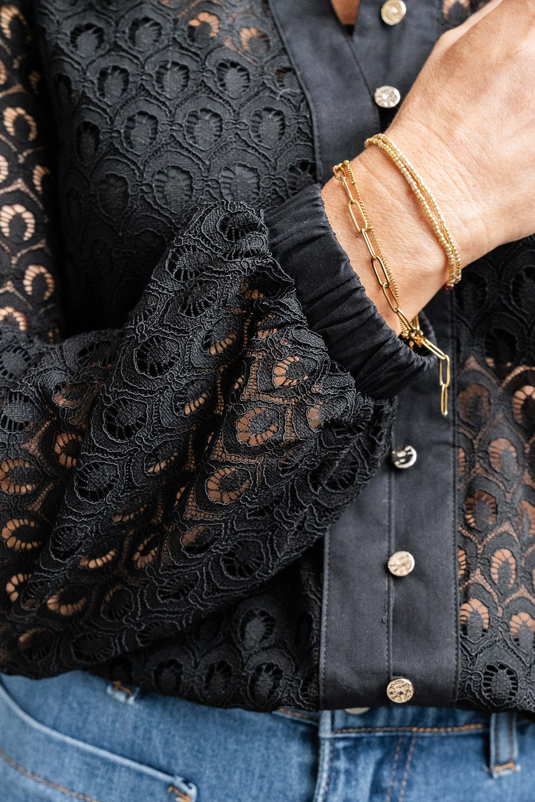 Orchid Lace Shirt - Black