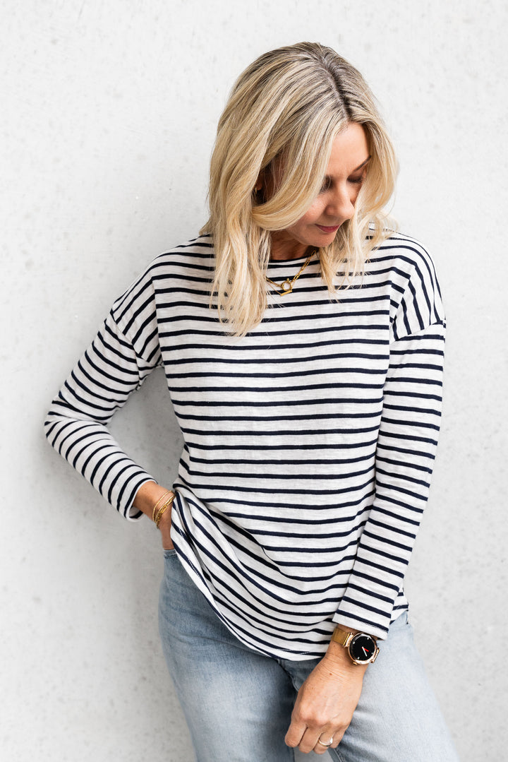 Navy Stripe Layer Top