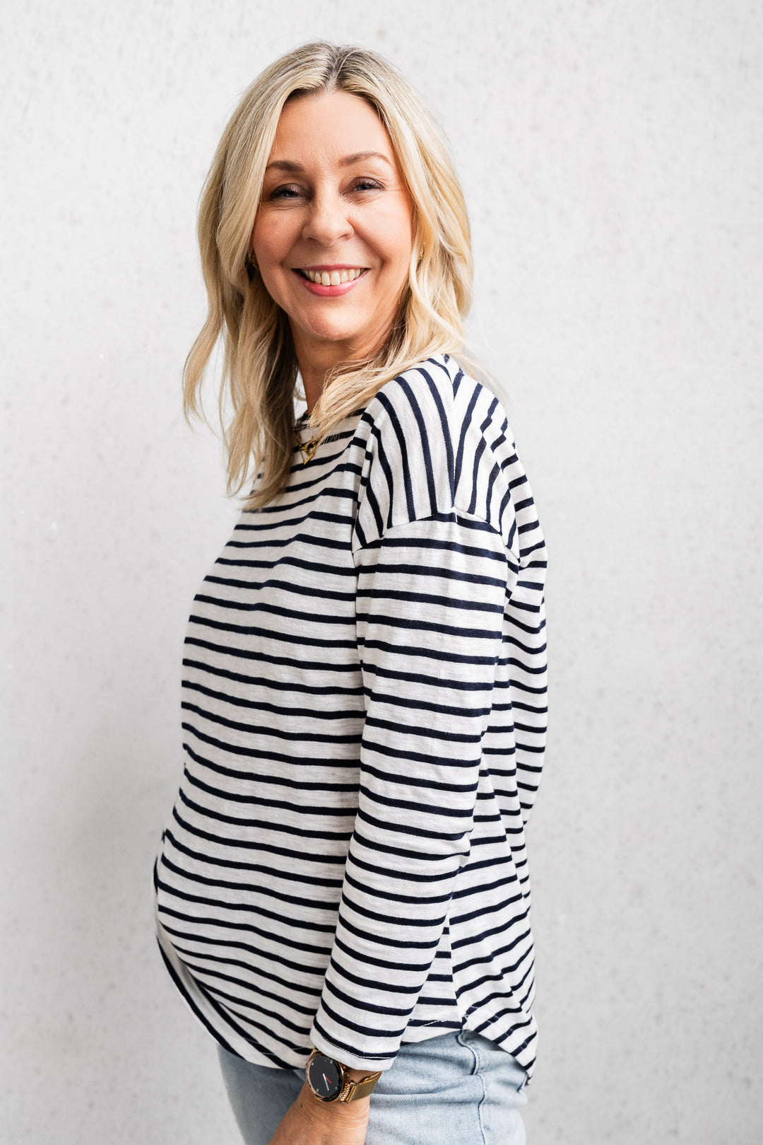 Navy Stripe Layer Top