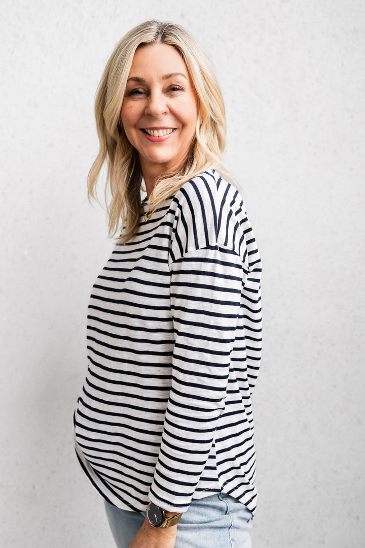 Navy Stripe Layer Top