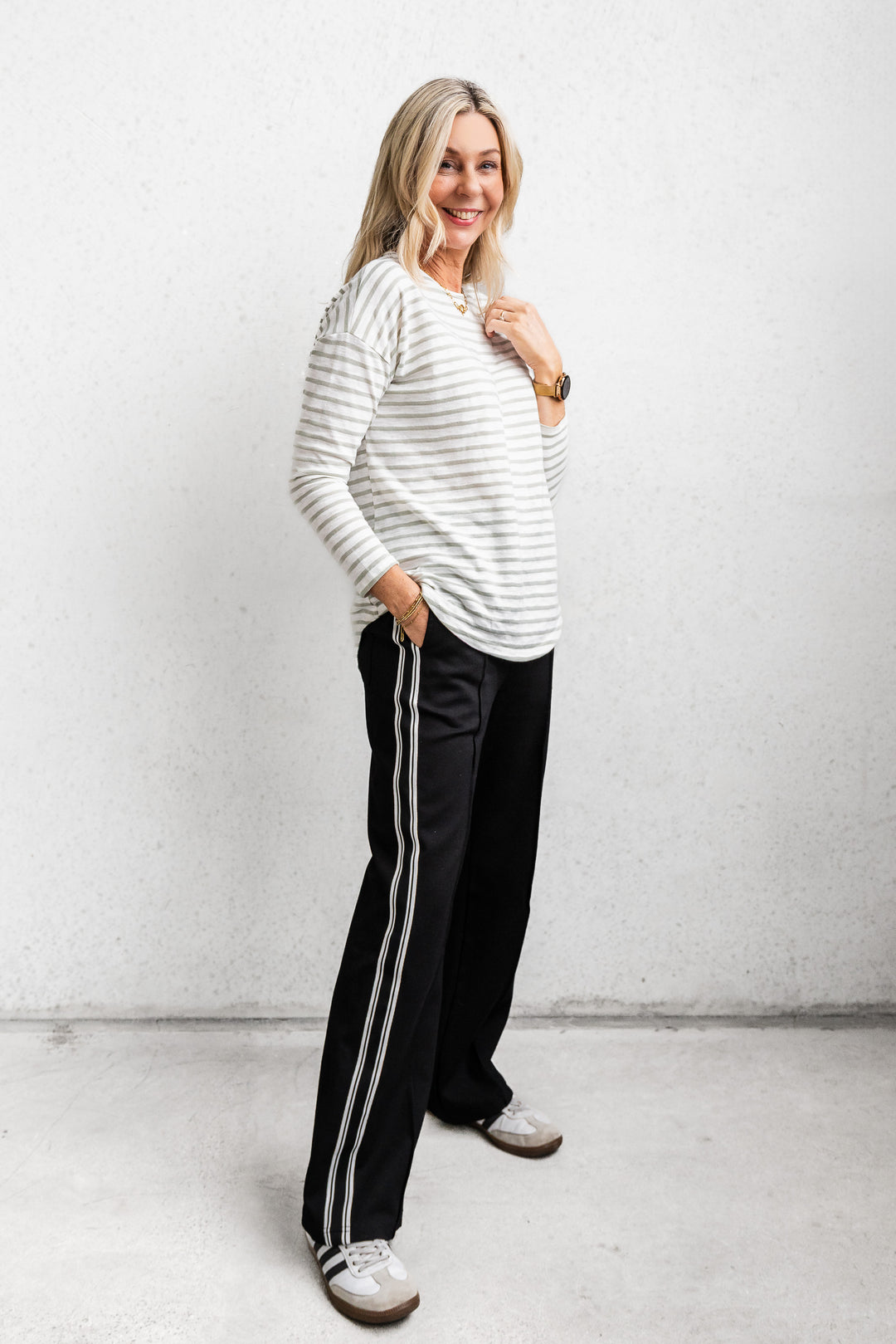 Sage Stripe Layer Top
