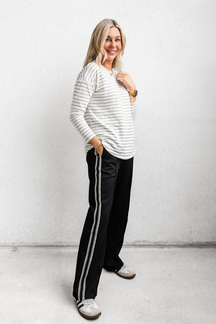 Sage Stripe Layer Top