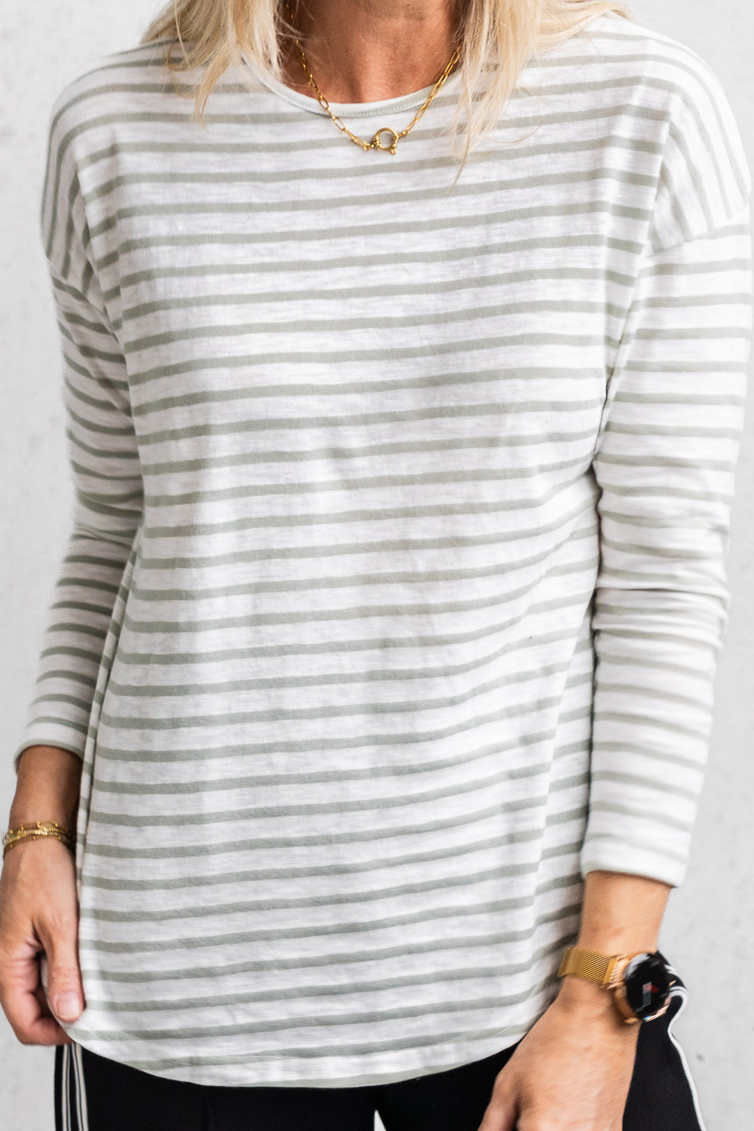 Sage Stripe Layer Top