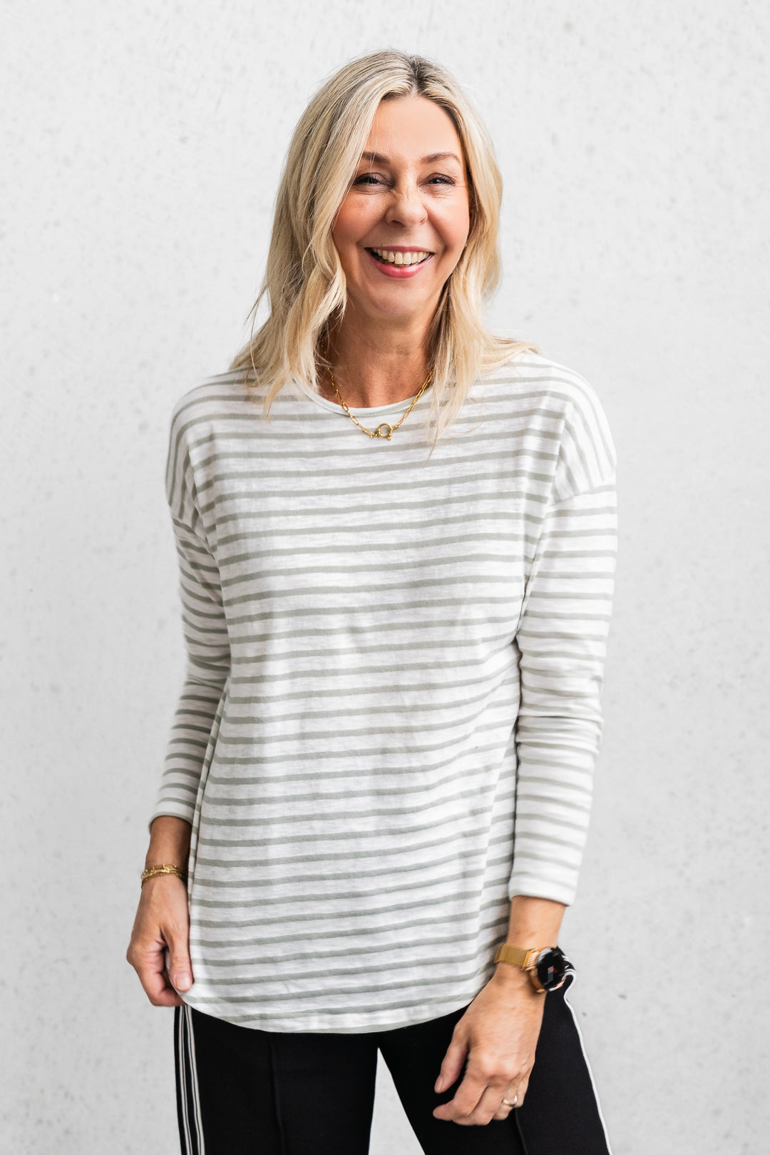 Sage Stripe Layer Top