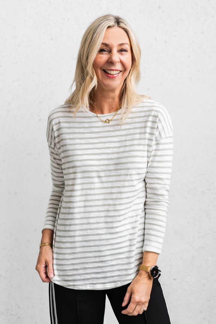 Sage Stripe Layer Top