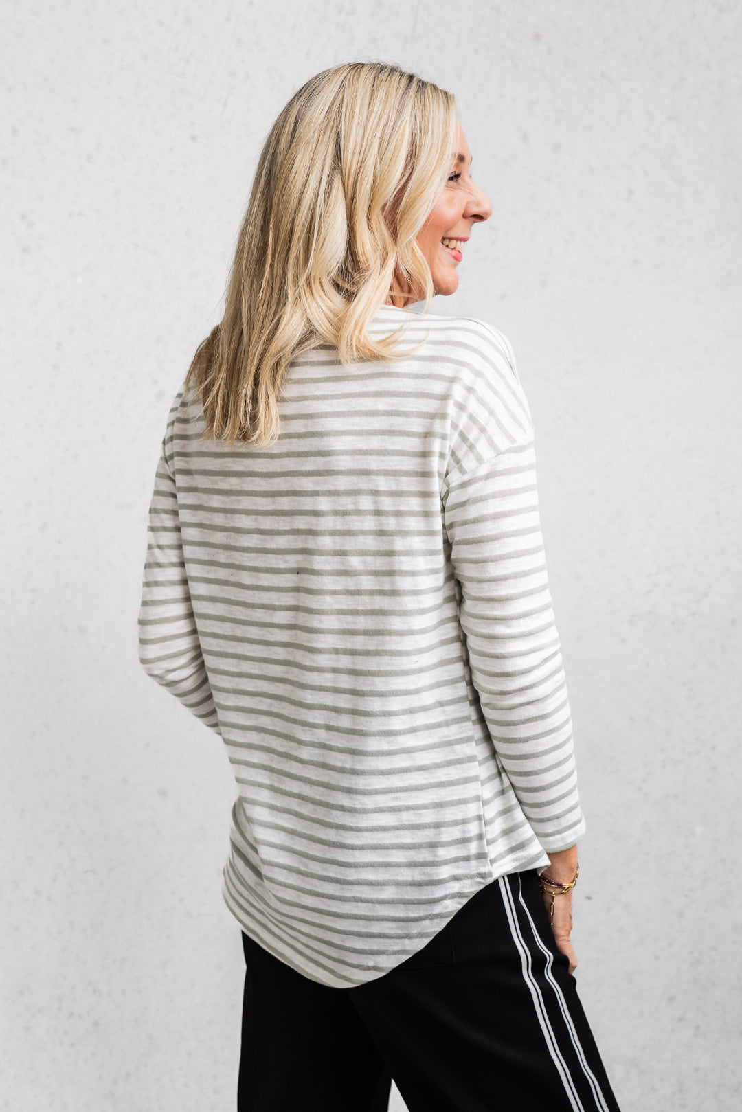 Sage Stripe Layer Top