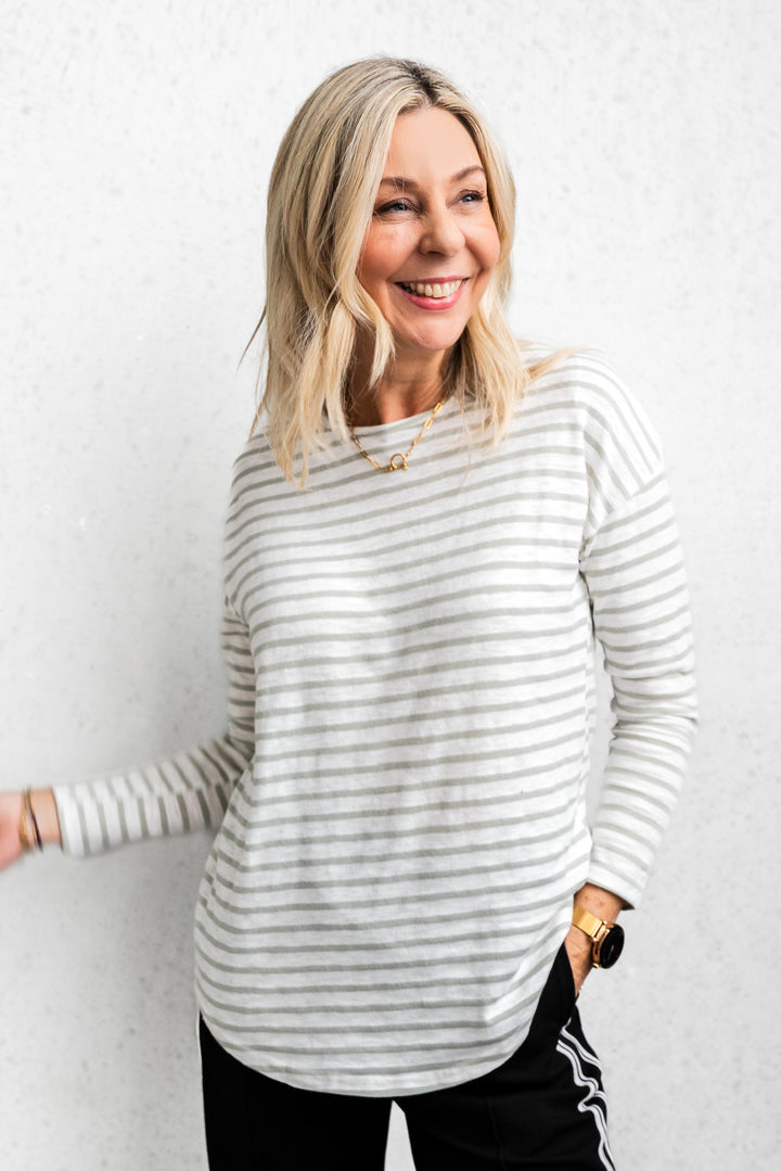 Sage Stripe Layer Top