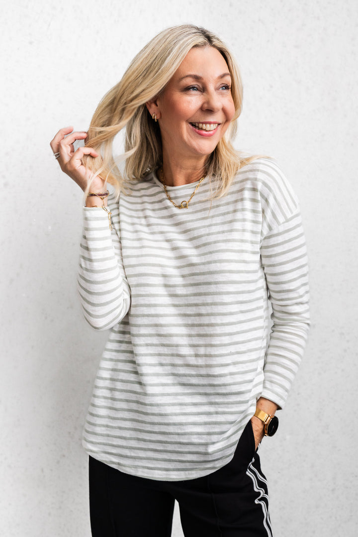 Sage Stripe Layer Top