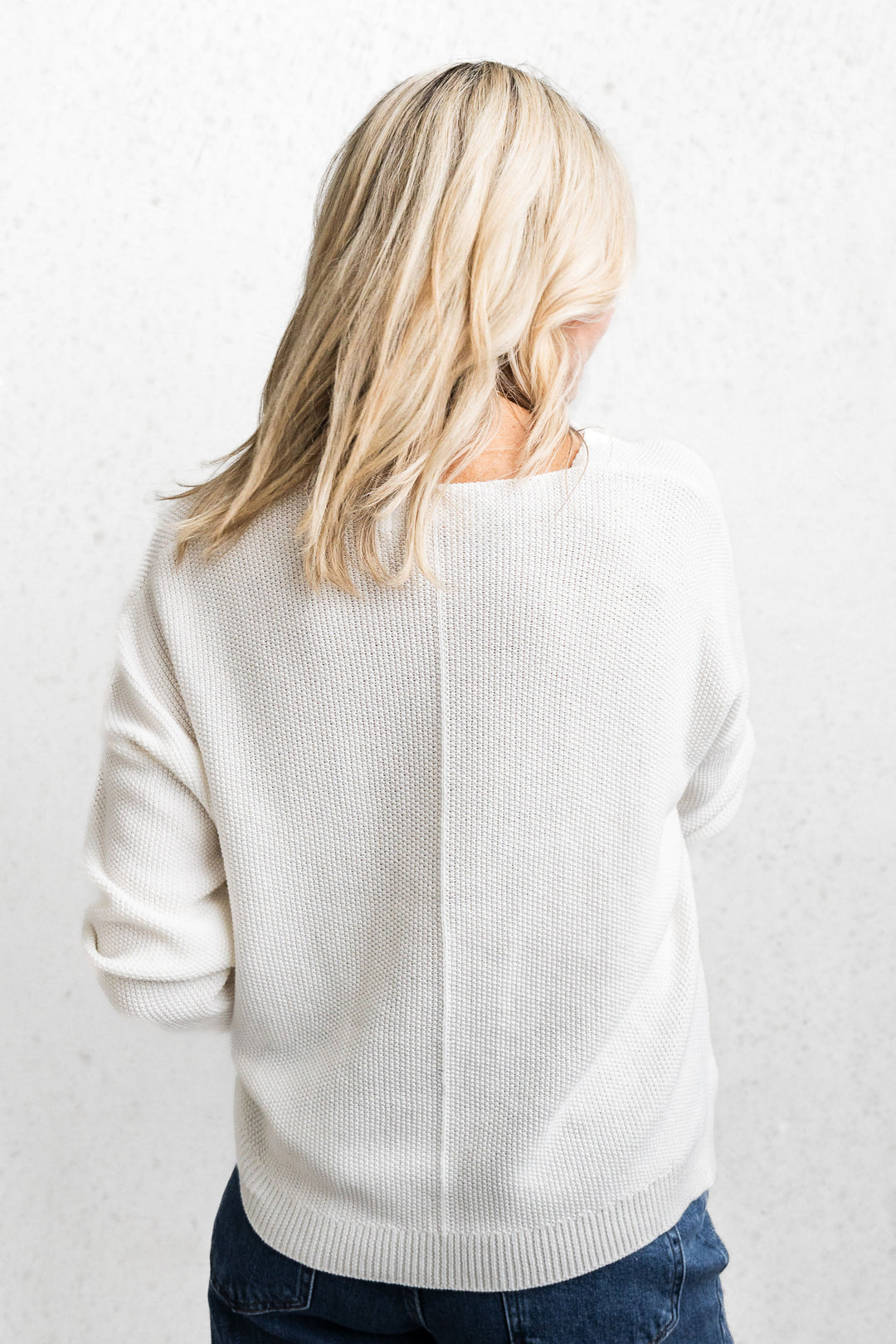 Cotton Waffle Jumper - White