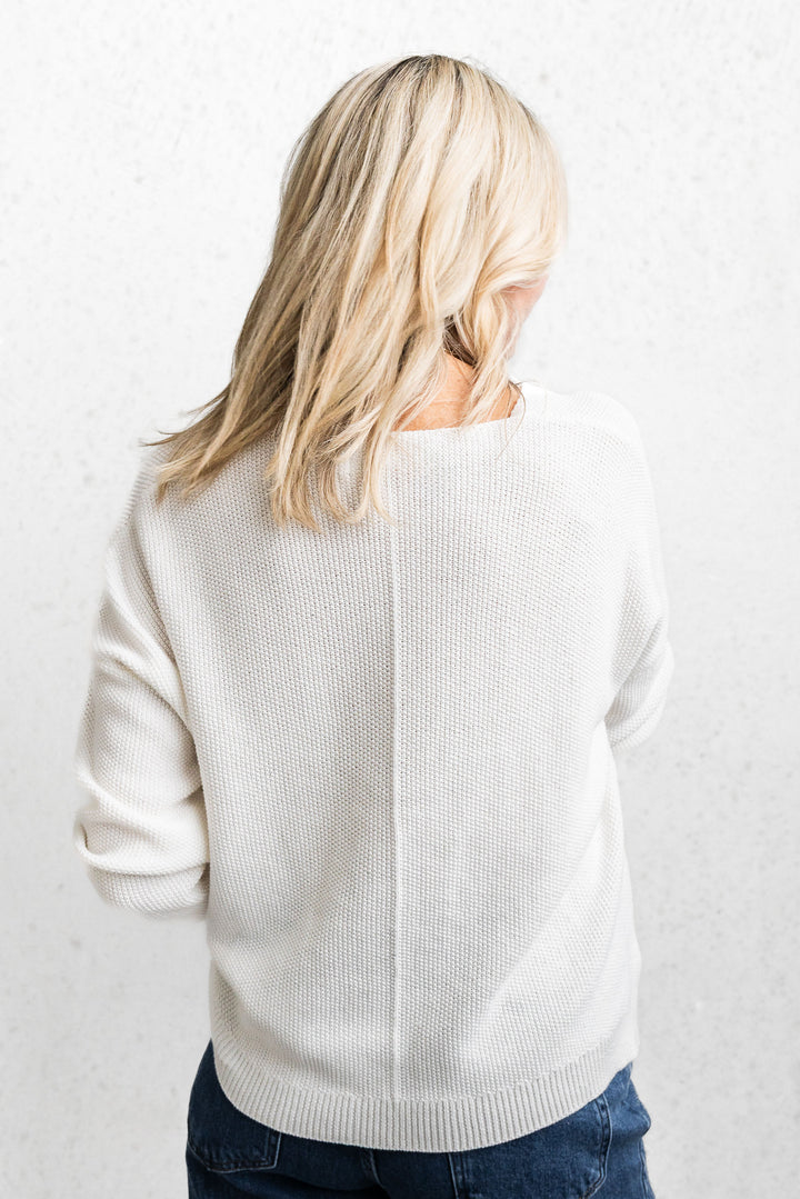 Cotton Waffle Jumper - White